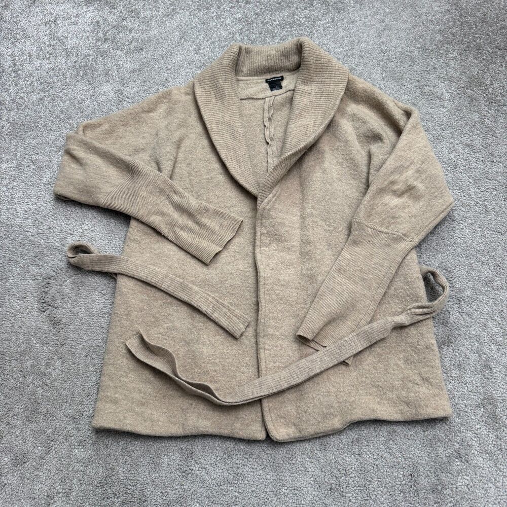 Club Monaco Wool Belted Cardigan Sweater Womens Small Wrap Coat Oatmeal Knit
